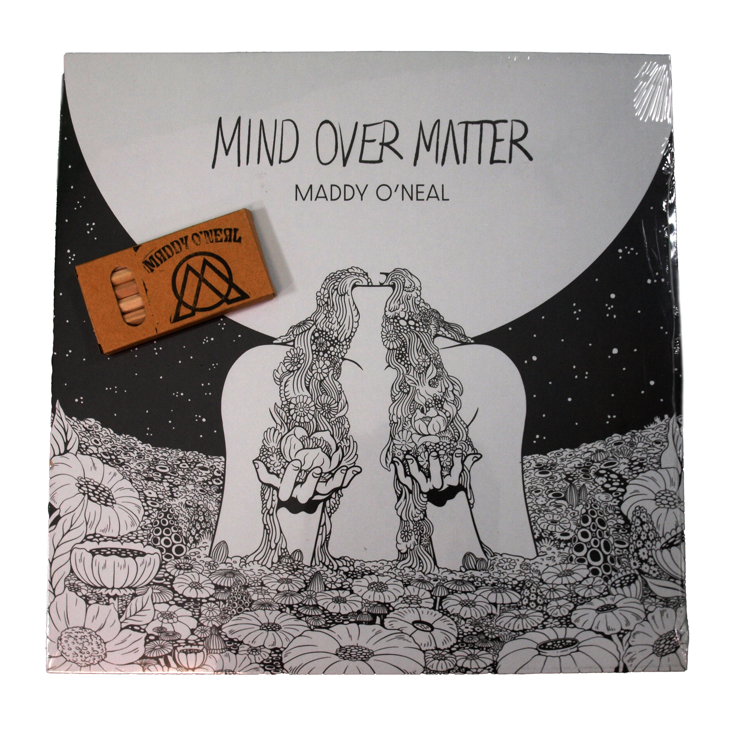 Mind Over Matter - 12" Black and White Color-In Vinyl with colored pencils